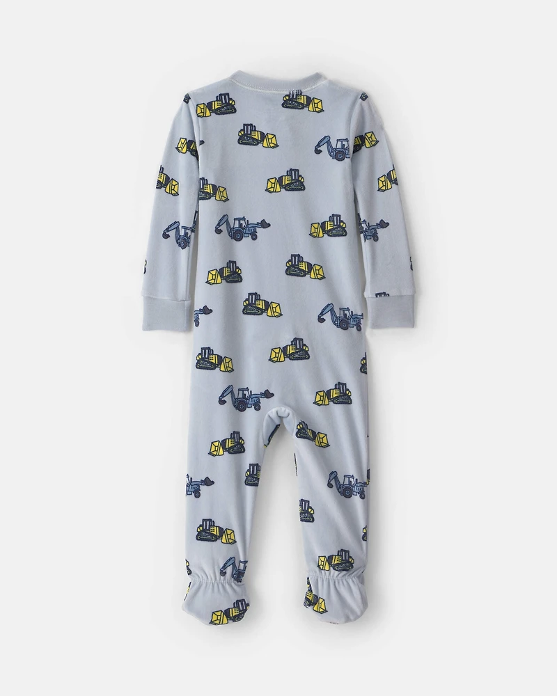 Baby Boy 1-Piece Construction 2-Way Zip DreamPlush Snug Fit Footed Pajama - Blue
