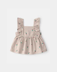 Baby Girl 3-Piece Cherry Striped Outfit Set - Beige/White