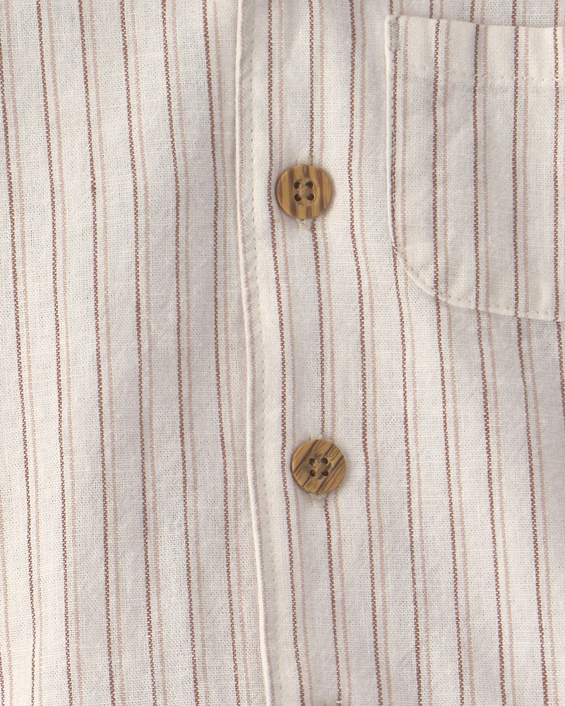 Baby Boy 2-Piece Striped Top & Short Set - Tan