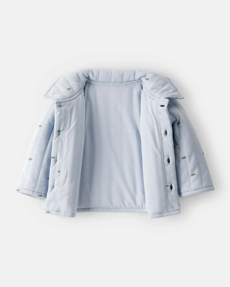 Baby Boy Dinosaur Quilted Cardigan - Blue