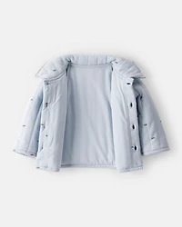 Baby Boy Dinosaur Quilted Cardigan - Blue