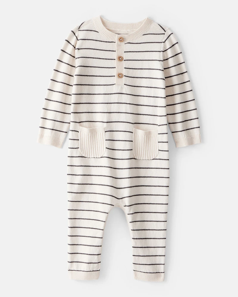Baby Boy Striped Cotton Long-Sleeve Jumpsuit