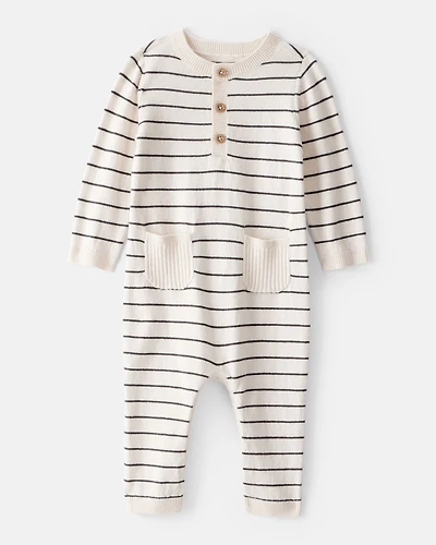 Baby Boy Striped Cotton Long-Sleeve Jumpsuit
