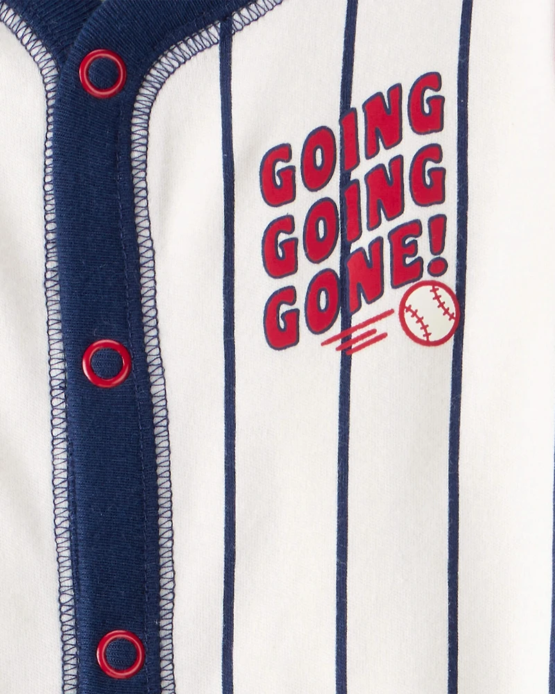 Baby Baseball Snap-Up Cotton Sleep & Play Pajamas