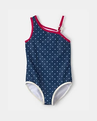 Girls American Flag 1-Piece Swimsuit - Red/White/Blue