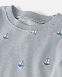 Toddler 2-Piece Organic Cotton Ribbed Pajama Set in Sail Away Print