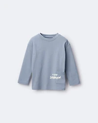 Toddler 'Tiny Shadow' Long-Sleeve Pocket Graphic Tee - Blue