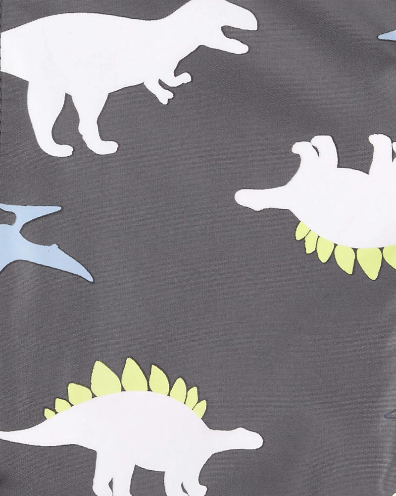 Toddler Boy Dinosaur Color Changing Rain Jacket - Grey