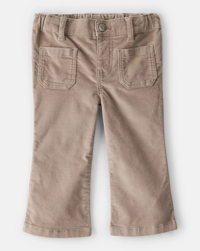 Baby Girl Velvet Flare Pants - Brown