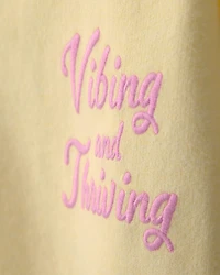 Girls 'Vibing and Thriving' French Terry Pullover Sweatshirt - Yellow
