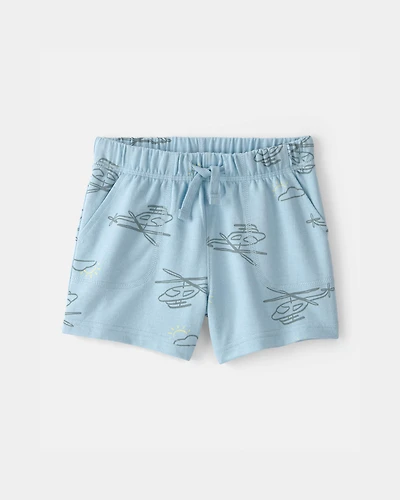 Toddler Boy Helicopter French Terry Shorts - Blue