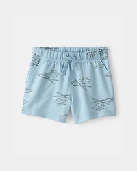 Toddler Boy Helicopter French Terry Shorts - Blue