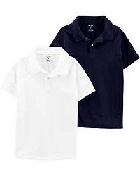 Boys 2-Pack Piqué Polos - Navy/White