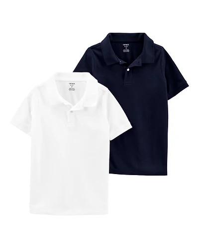 Boys 2-Pack Piqué Polos - Navy/White