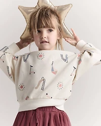 Toddler Dolman-Sleeve Sweatshirt in Park Day Print - Cream