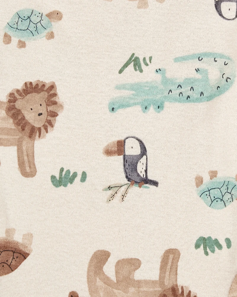 Baby Boy 5-Pack Safari Short Sleeve Bodysuits - Beige/Cream/Grey/Green