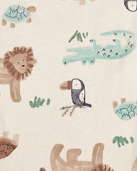 Baby Boy 5-Pack Safari Short Sleeve Bodysuits - Beige/Cream/Grey/Green