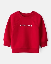 Baby Boy DayDream Fleece Christmas Nice List Long-Sleeve Pullover Sweatshirt - Red