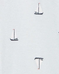 Baby Boy Preemie Sailboat Sleeper Gown