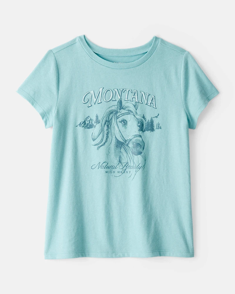 Girls Montana Western Horse Short-Sleeve Graphic Tee - Blue