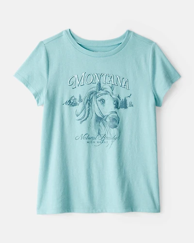 Girls Montana Western Horse Short-Sleeve Graphic Tee - Blue