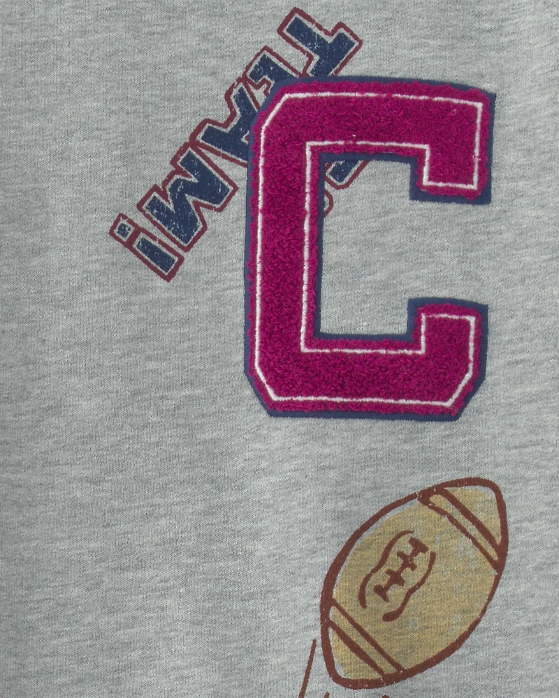 Boys 'Captain' Athlete Pullover Sweatshirt - Grey