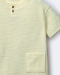 Toddler Boy Henley Tee with Pocket - Yellow