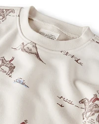 Toddler French Terry Sweatshirt Made with Organic Cotton in Western Rodeo Print
