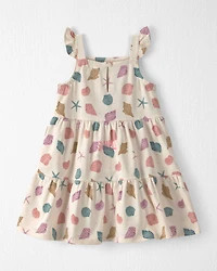 Toddler Girl Organic Cotton Tiered Dress in Seashells