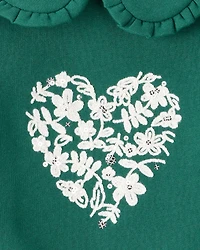 Toddler Girl Heart Long-Sleeve Pullover Sweatshirt - Green