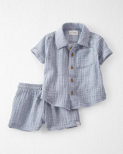 Baby Boy 2-Piece Organic Cotton Gauze Top & Short Set