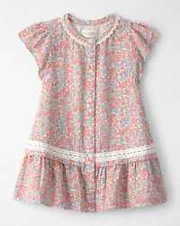 Toddler Girl Organic Cotton Gauze Dress in Meadow Mix Print
