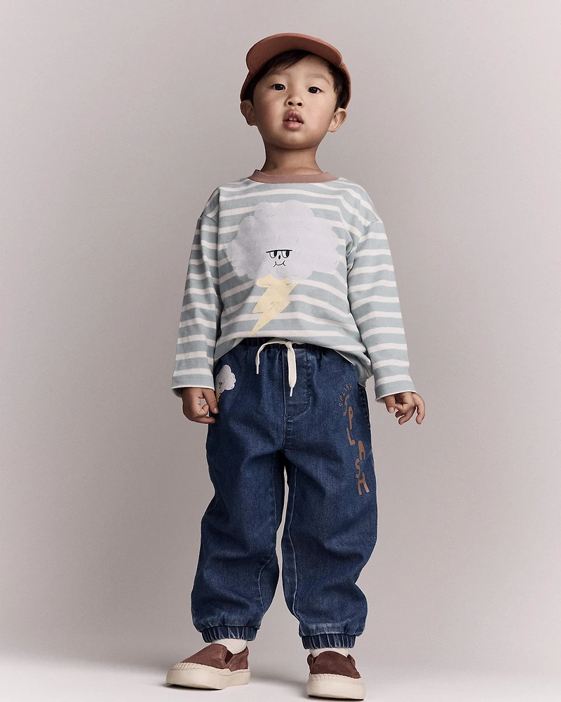 Toddler 'Splish, Splash' Jogger Pant in Denim - Blue