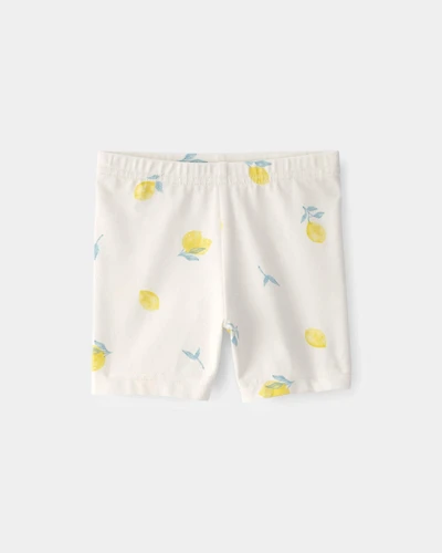 Baby Girl Lemon Bike Shorts - Cream