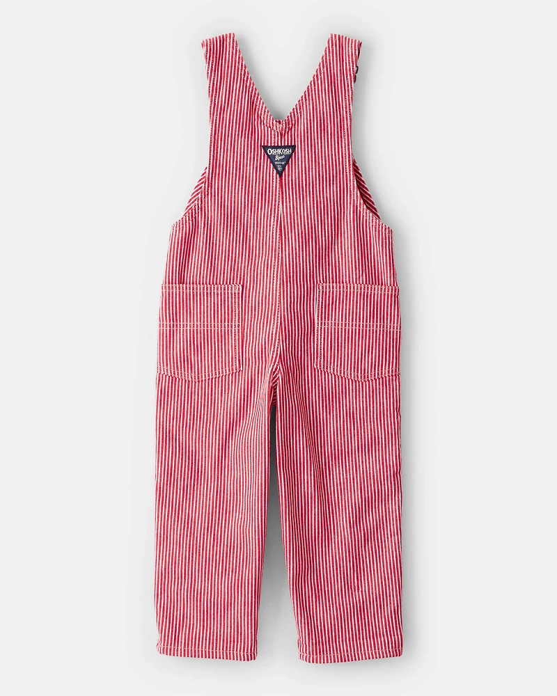 Toddler Hickory Stripe Overalls - Red/Ivory