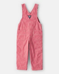 Toddler Hickory Stripe Overalls - Red/Ivory