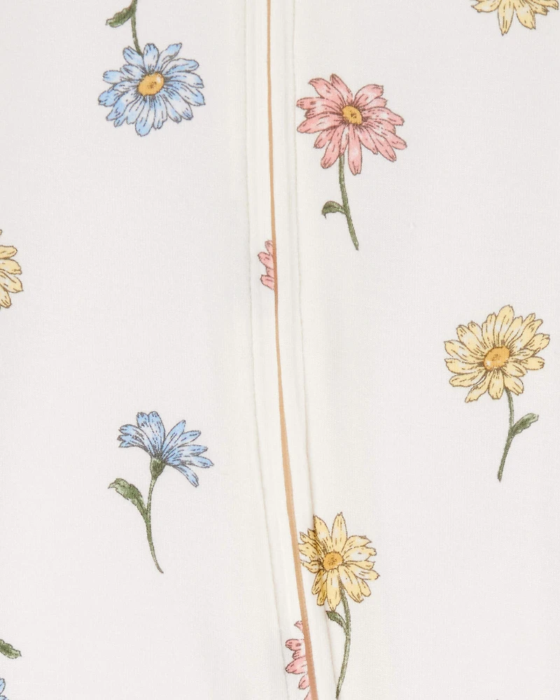 Toddler Girl Floral Print PurelySoft 2-Piece Pajamas - Ivory