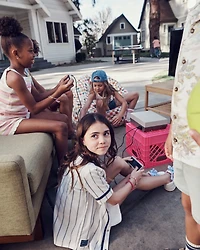 Kid Striped Baseball Button-Down Shirt - White