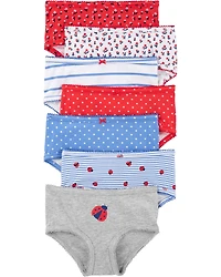 Kid 7-Pack Ladybug Print Brief Stretch Cotton Underwear