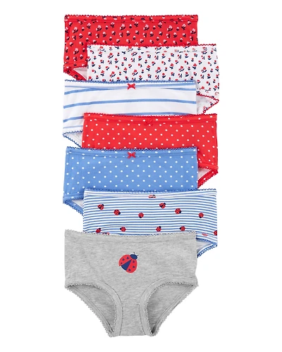 Kid 7-Pack Ladybug Print Brief Stretch Cotton Underwear