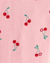 Baby Girl Cherry Bow French Terry Sweatshirt & Pant Set - Pink