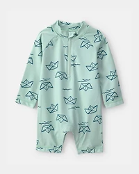 Baby Boy Boat Long-Sleeve Rashguard - Turquoise