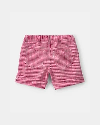 Toddler Girl Hickory Stripe Shorts - Red/Ivory