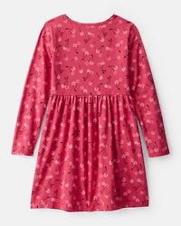 Girls Cherry Long-Sleeve Dress - Pink