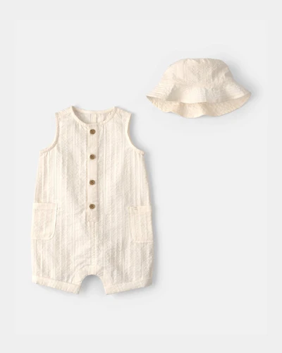 Baby Seersucker Romper - Cream