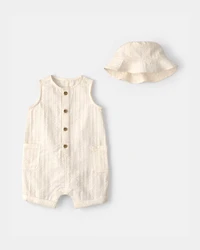 Baby Seersucker Romper - Cream