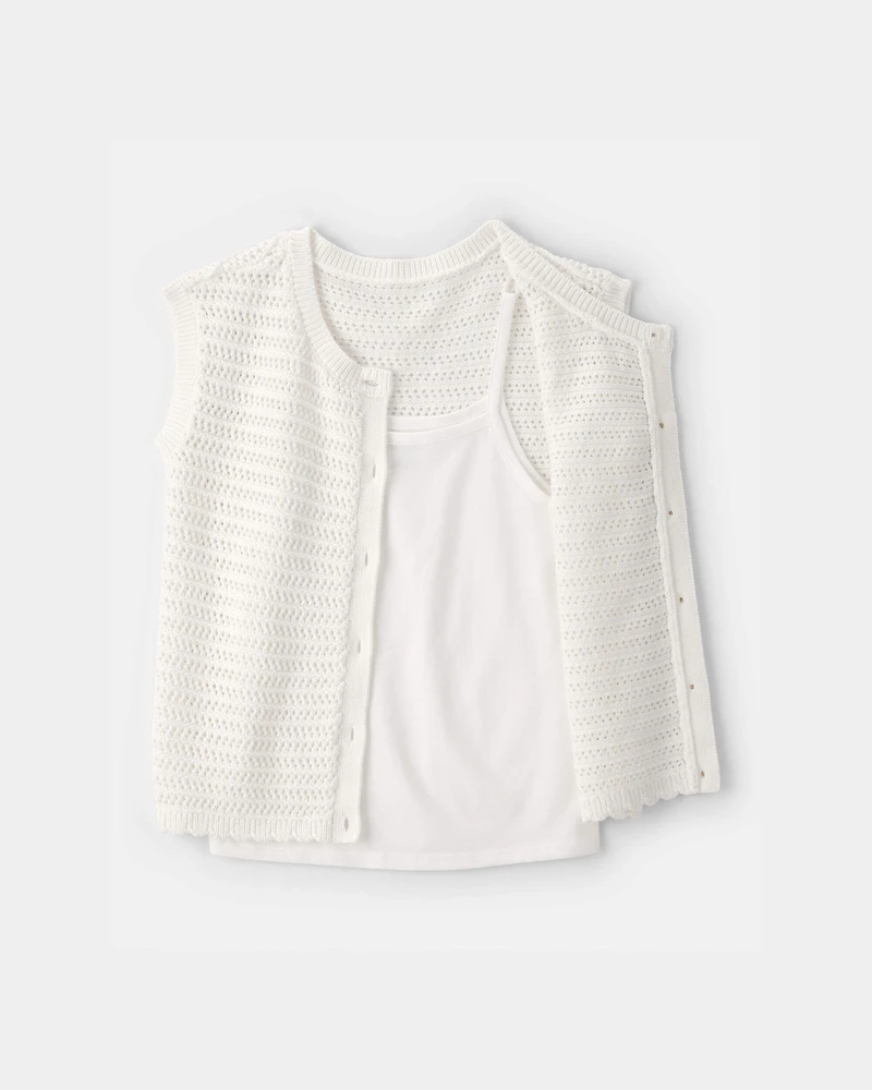 Girls 2-Piece Sweater Top Set - White