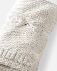 Baby Organic Cotton Signature Stitch Blanket in Cream