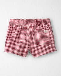 Baby Boy Recycled Swim Trunks in Red Gingham