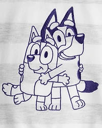 Baby Bluey Striped French Terry Pullover - Grey